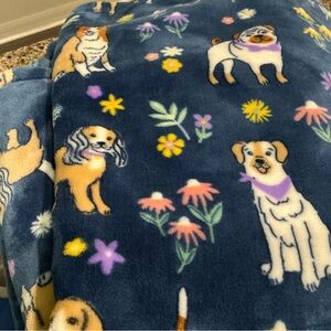 Floral Dog Print Blanket - Navy